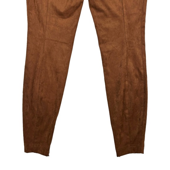 Sundance Size 6 Luxe Dreams Leggings Faux Suede Pants Ankle Zip Brown Cognac - Picture 6 of 9